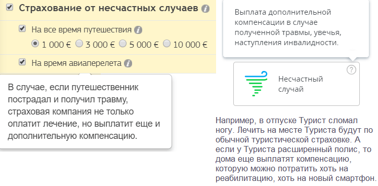 опция Страхование от несчастных случаев (sravni.ru+Черехапа)